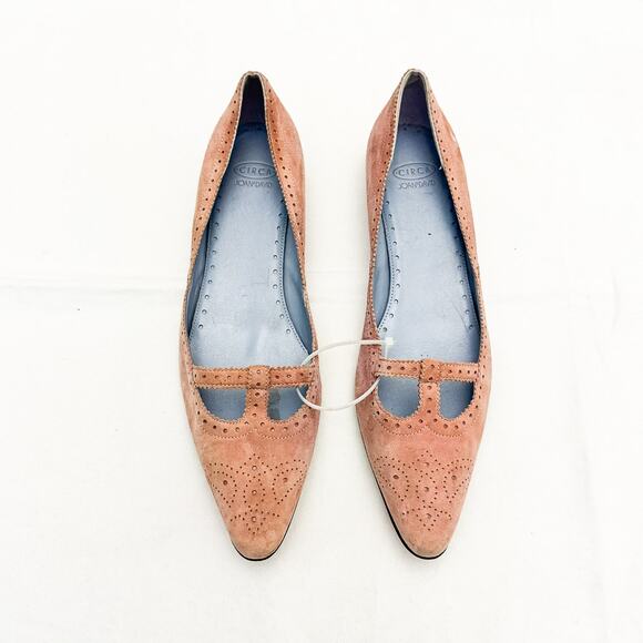 Joan & David Pink Suede Leather Pointy Toe Flat Shoes Size 10 - Picture 1 of 4
